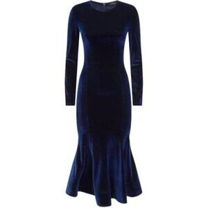 NWT Petersyn X Revolve Hepburn Velvet Midi Dress Navy Blue